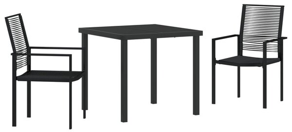 3 Darabos Kerti Étkező Szett Fekete PVC Rattan
