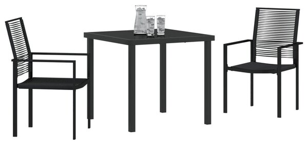 3 Darabos Kerti Étkező Szett Fekete PVC Rattan