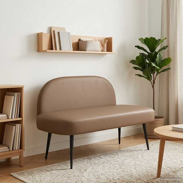 VidaXL Kárpitozott pad háttámlával Cappuccino 110 x 60 x 76 cm Műbőr