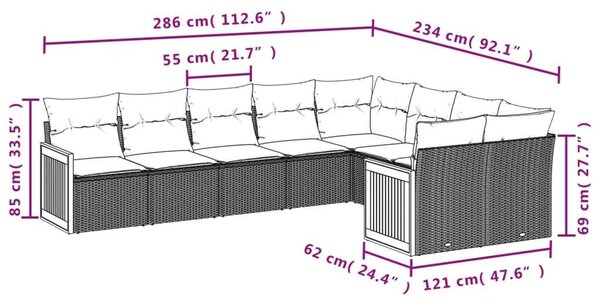 VidaXL Polyrattan Kerti Ülőgarnitúra - Bézs - 9 részes