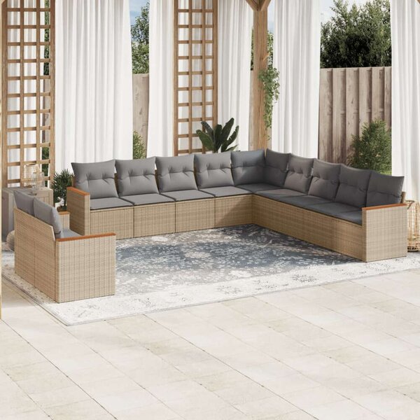 VidaXL Polyrattan Kerti Ülőgarnitúra - 11 részes - Bézs