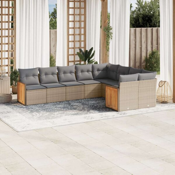 VidaXL Polyrattan Kerti Ülőgarnitúra - Bézs - 9 részes