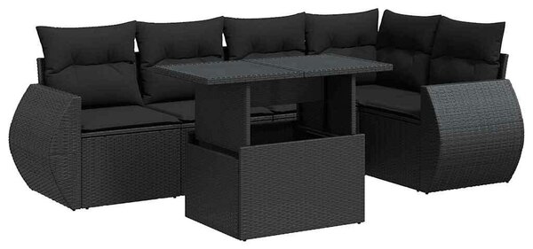 VidaXL Polyrattan Kerti Ülőgarnitúra - 6 részes - Fekete
