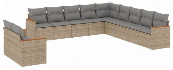 VidaXL Polyrattan Kerti Ülőgarnitúra - 11 részes - Bézs