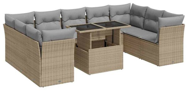 VidaXL Polyrattan Kerti Ülőgarnitúra - 10 részes - Bézs