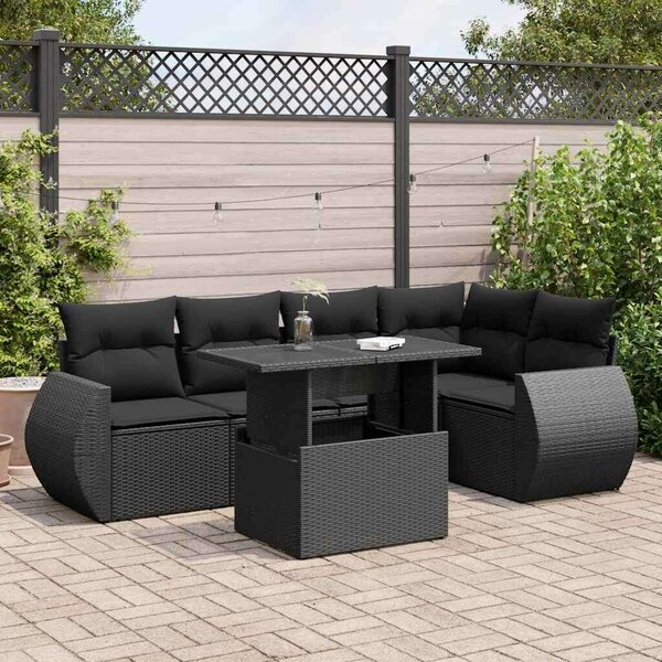 VidaXL Polyrattan Kerti Ülőgarnitúra - 6 részes - Fekete