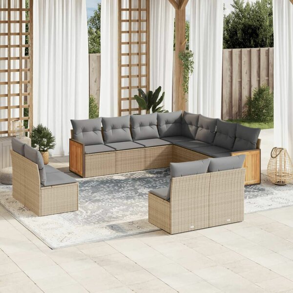 VidaXL Polyrattan Kerti Ülőgarnitúra - 11 részes - Bézs