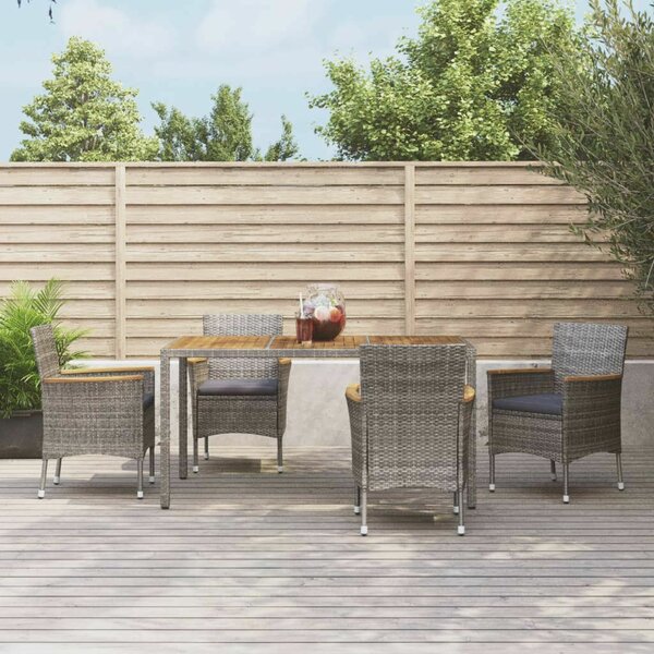 VidaXL Kerti Étkezőgarnitúra - 5 részes - Szürke Polyrattan
