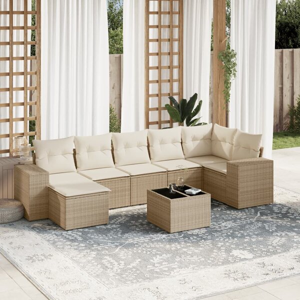 VidaXL Polyrattan Kerti Ülőgarnitúra - 8 részes - Bézs