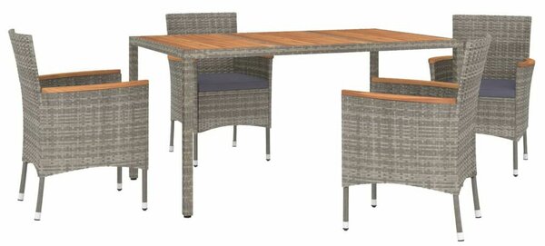 VidaXL Kerti Étkezőgarnitúra - 5 részes - Szürke Polyrattan