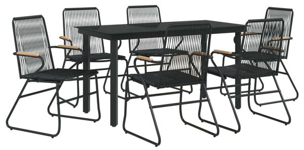 VidaXL 7 részes fekete PVC rattan kerti étkezőgarnitúra