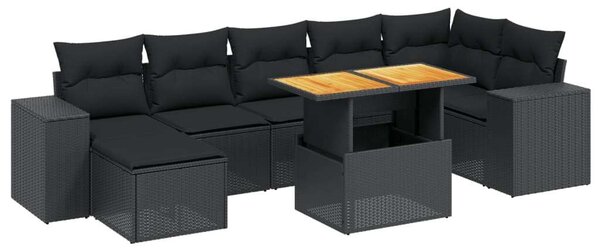 VidaXL 8 részes Kerti Ülőgarnitúra - Fekete Polyrattan