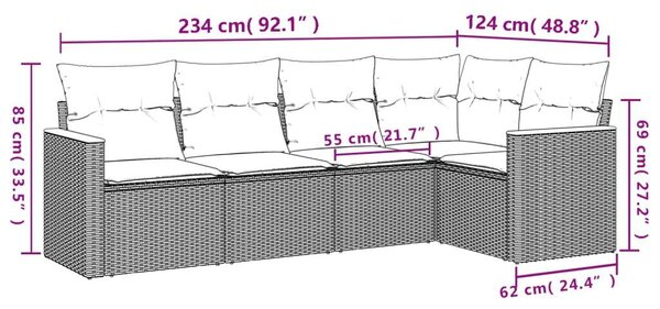 VidaXL 5 Részes Polyrattan Kerti Ülőgarnitúra - Bézs