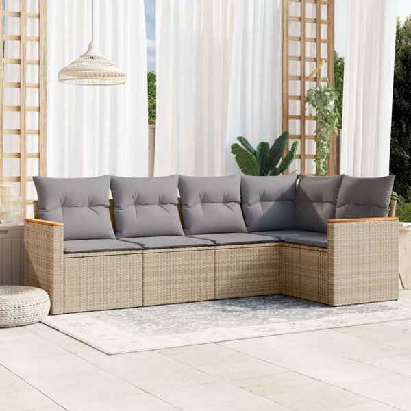 VidaXL 5 Részes Polyrattan Kerti Ülőgarnitúra - Bézs