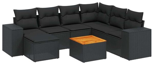 VidaXL Polyrattan Kerti Ülőgarnitúra - 8 részes - Fekete