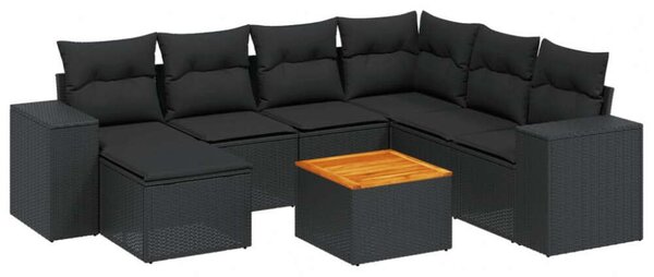 VidaXL Polyrattan Kerti Ülőgarnitúra - 8 részes - Fekete