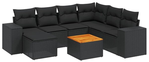 VidaXL Polyrattan Kerti Ülőgarnitúra - 8 részes - Fekete