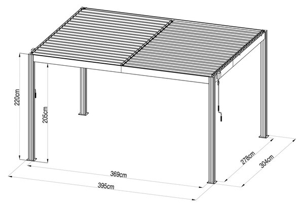 G21 Austin Premium 4x3 m bioklimatikus pergola, antracit alumínium