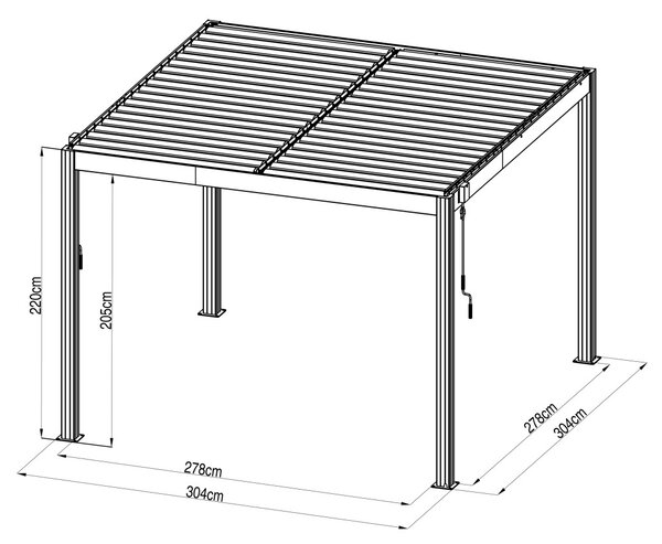 G21 Austin Premium 3x3 m bioklimatikus pergola, antracit alumínium