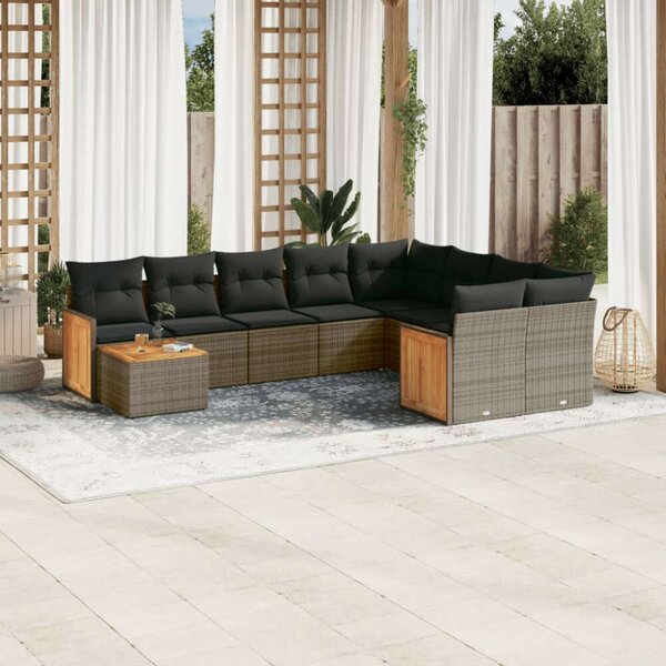 VidaXL Polyrattan Kerti Ülőgarnitúra - 10 részes - Szürke