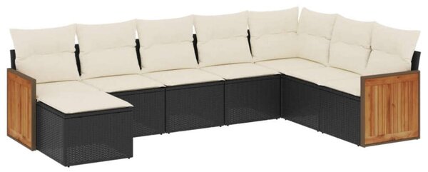 Polyrattan Kerti Ülőgarnitúra - 8 részes - Fekete