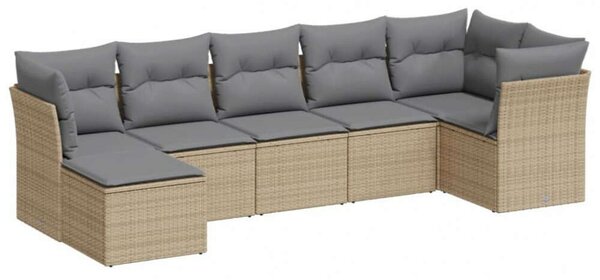 VidaXL Polyrattan Kerti Ülőgarnitúra - 7 részes - Bézs