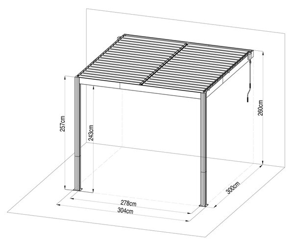 G21 Trenton Premium 3x3 m bioklimatikus pergola, antracit alumínium