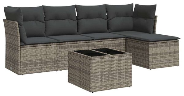 VidaXL Polyrattan Kerti Ülőgarnitúra - 6 részes - Szürke