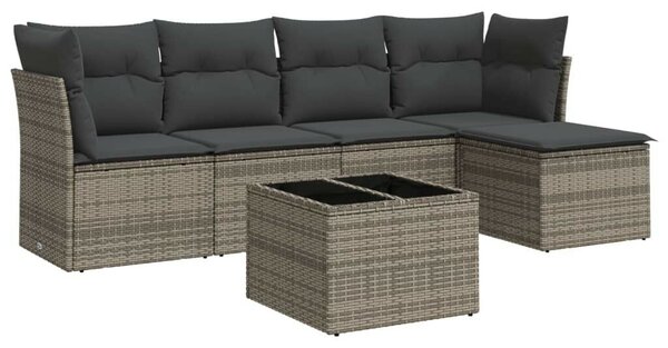 VidaXL Polyrattan Kerti Ülőgarnitúra - 6 részes - Szürke