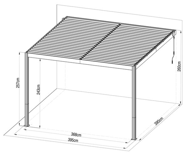 G21 Trenton Premium 4x4 m bioklimatikus pergola, antracit alumínium