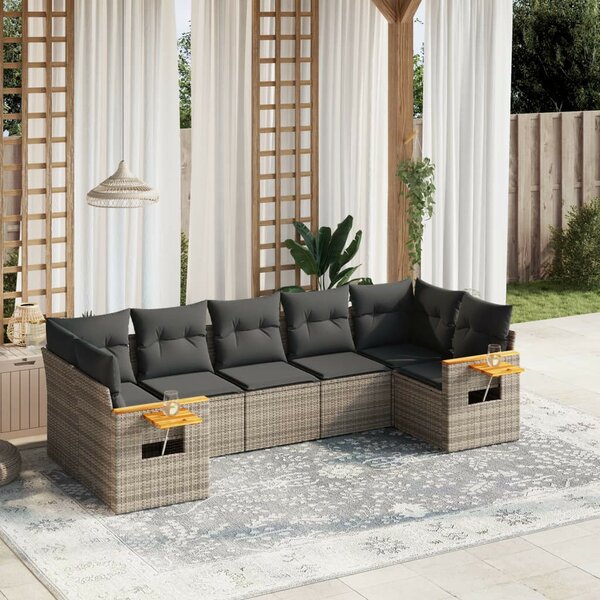 VidaXL Polyrattan Kerti Ülőgarnitúra - 7 részes - Szürke