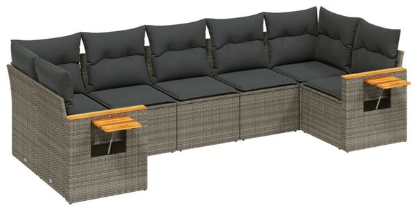 VidaXL Polyrattan Kerti Ülőgarnitúra - 7 részes - Szürke