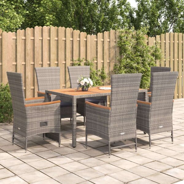 Polyrattan Kerti Étkezőgarnitúra - 7 részes - Szürke
