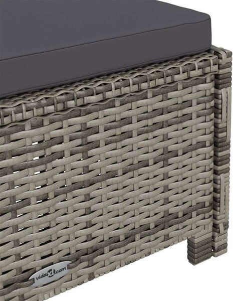 Szürke polyrattan napozóágy sötétszürke párnával