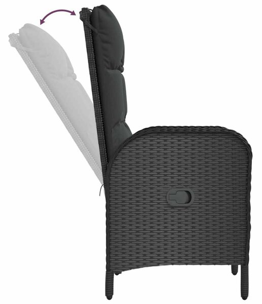 VidaXL Polyrattan Kerti Ülőgarnitúra - 3 részes - Fekete