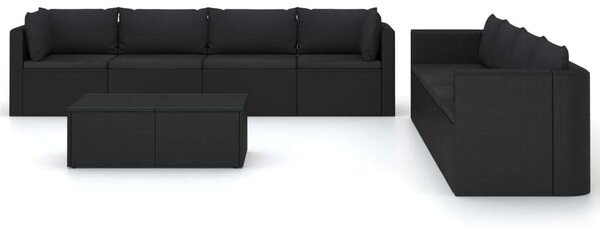 VidaXL Polyrattan Kerti Társalgószett - 9 részes - Fekete