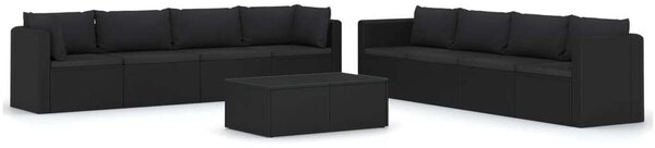 VidaXL Polyrattan Kerti Társalgószett - 9 részes - Fekete