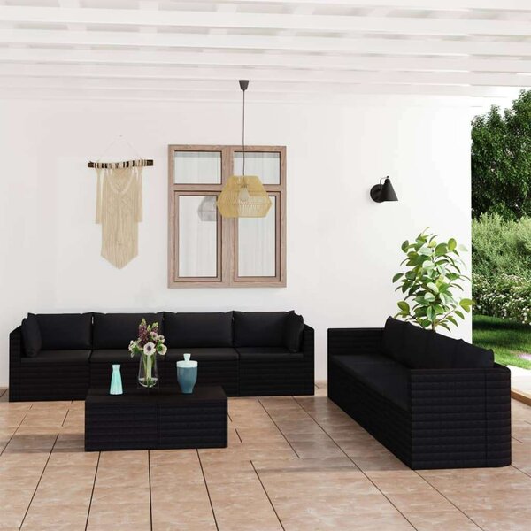VidaXL Polyrattan Kerti Társalgószett - 9 részes - Fekete