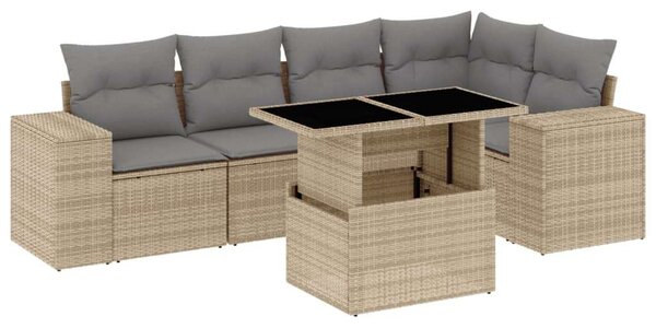 Polyrattan Kerti Ülőgarnitúra - 6 részes - Bézs