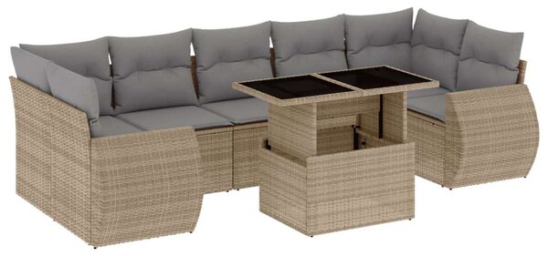 VidaXL Polyrattan Kerti Ülőgarnitúra - 8 részes - Bézs