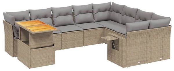 VidaXL Polyrattan Kerti Ülőgarnitúra - 10 részes - Bézs