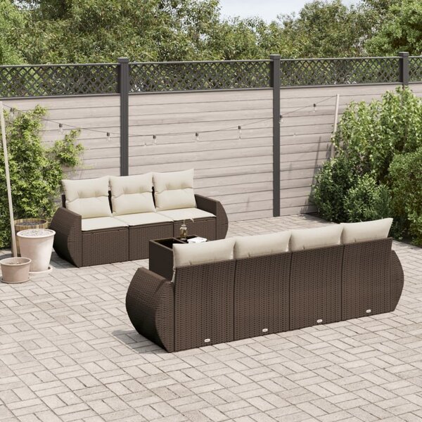 VidaXL 8 részes barna polyrattan kerti ülőgarnitúra párnákkal