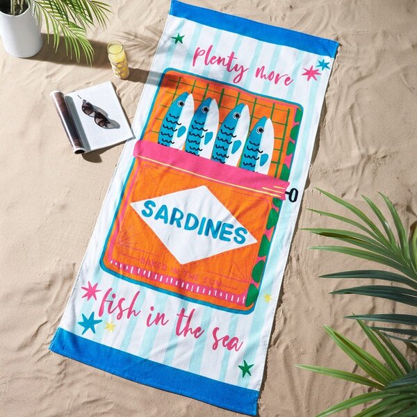 Pamut strandtörölköző 76x160 cm Sardines – Catherine Lansfield