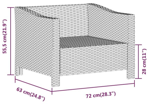 Polyrattan Kerti Ülőgarnitúra - 6 részes - Szürke