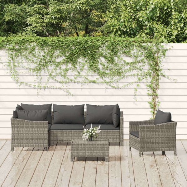 Polyrattan Kerti Ülőgarnitúra - 6 részes - Szürke
