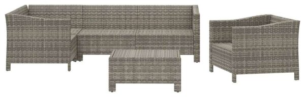 Polyrattan Kerti Ülőgarnitúra - 6 részes - Szürke