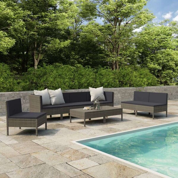 Polyrattan Kerti Bútorszett - 9 részes - Szürke