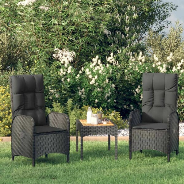 VidaXL Polyrattan Kerti Ülőgarnitúra - 3 részes - Fekete