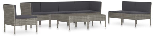 Polyrattan Kerti Bútorszett - 9 részes - Szürke