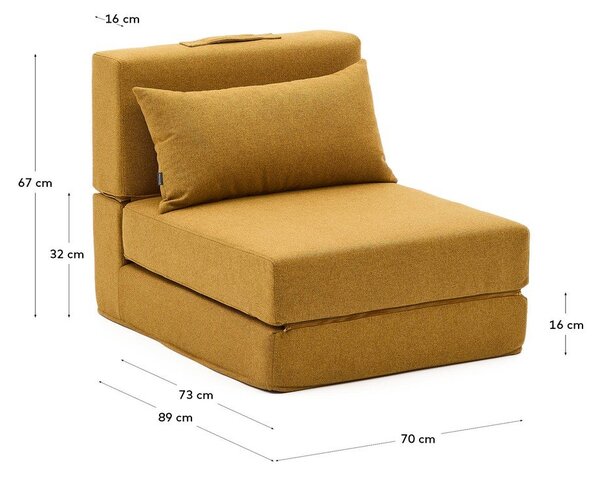 Mustársárga kinyitható fotel Arty – Kave Home